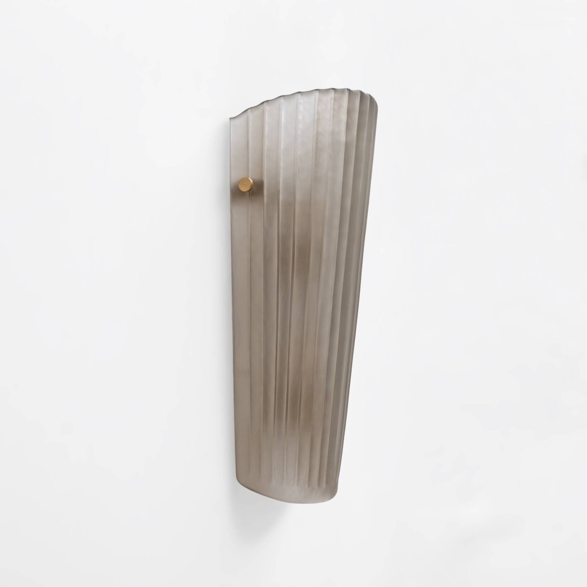 Pair of Murano Glass Wall Sconces Satin Smoke Glass and Brass, Italy