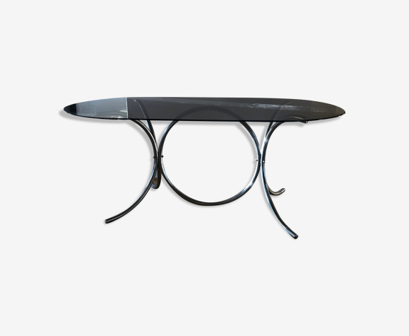 Table à manger verre fumé et chrome