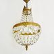 Former 2-light bronze hot air balloon chandelier, glass stamps. Year 50