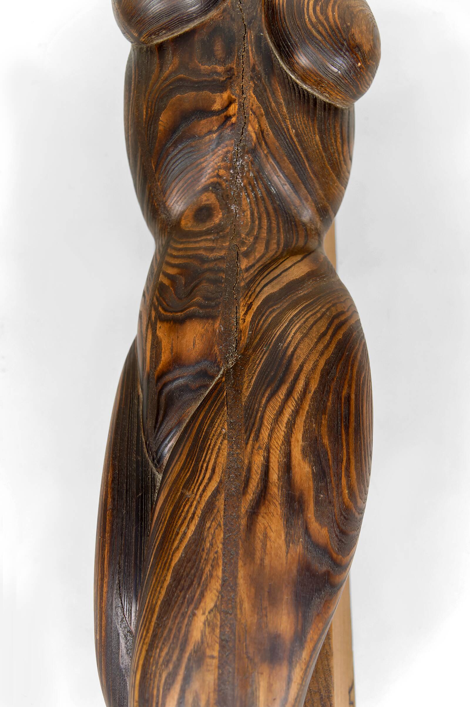 Important Sculpture of a Woman's Body, Cedar and Oak, Brutalism, 1970