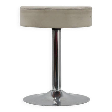 Vintage Mid-century design stool in chrome with white leather seat, 1970s