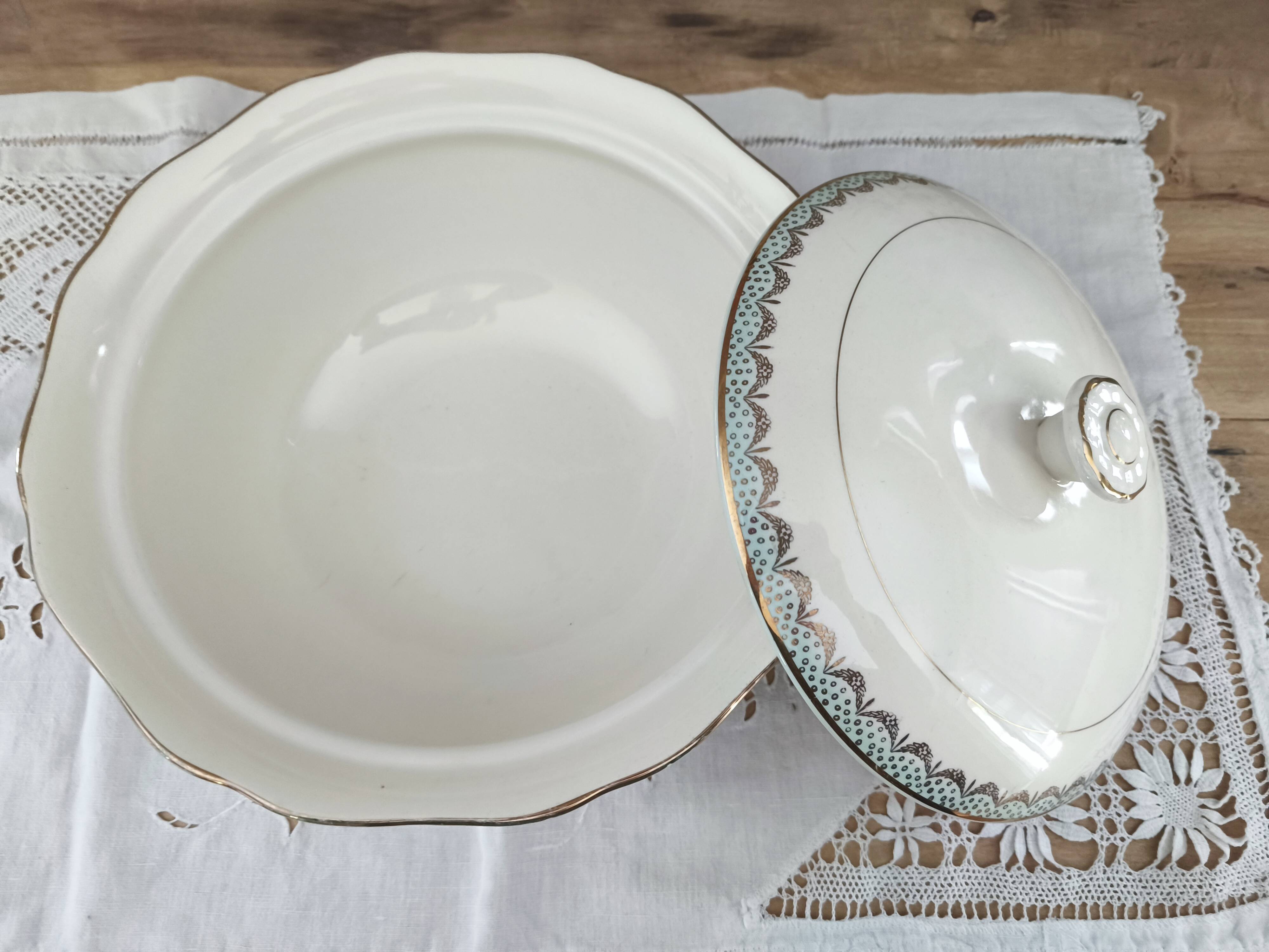 Longwy France earthenware soup tureen, Trianon model