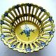 Malicorne cup, yellow enamel and blue flowers signed TE Emile Tessier
