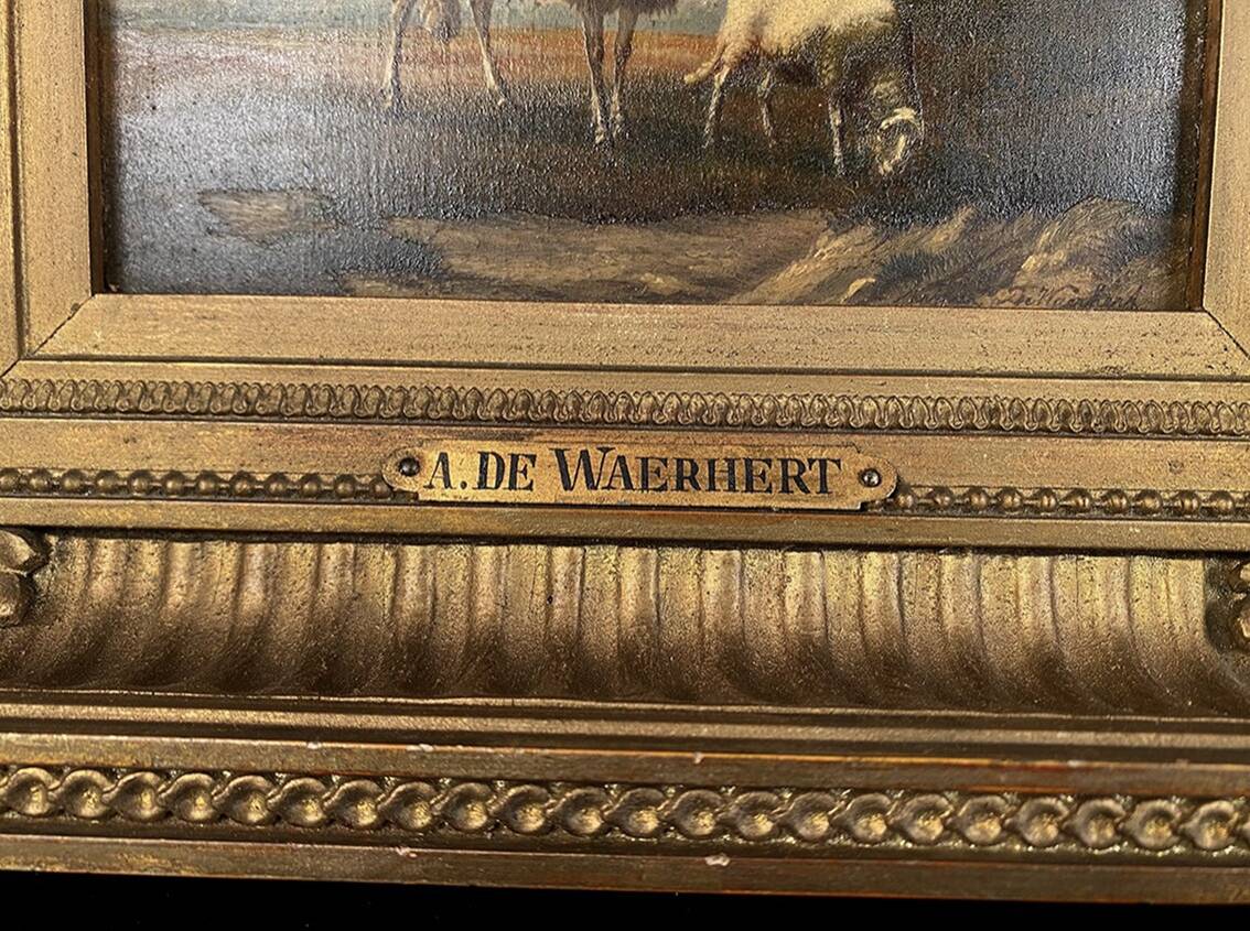 Arthur de waerhert (1881-1944). "sheep", pair of oils on panel.