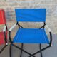 Pair of folding armchairs from the 60s, in metal and fabric