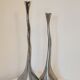 Pair of brutalist metal candlesticks in organic shape sleek design