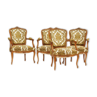 Set de 4 fauteuils cabriolets de style Louis XV