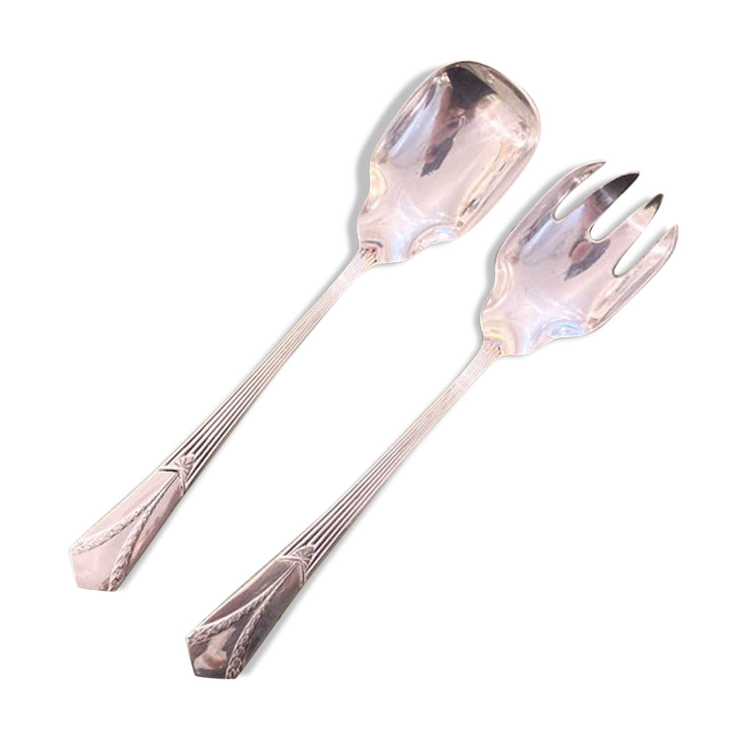 Silver metal salad cutlery, Empire model