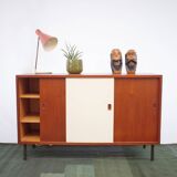 Buffet danois en teck vintage Commode portes coulissantes tiroirs