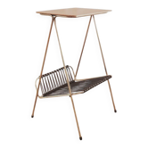 Renovated vintage magazine rack in gold metal, 1950s-60s.