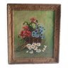 Old vintage flower bouquet painting frame