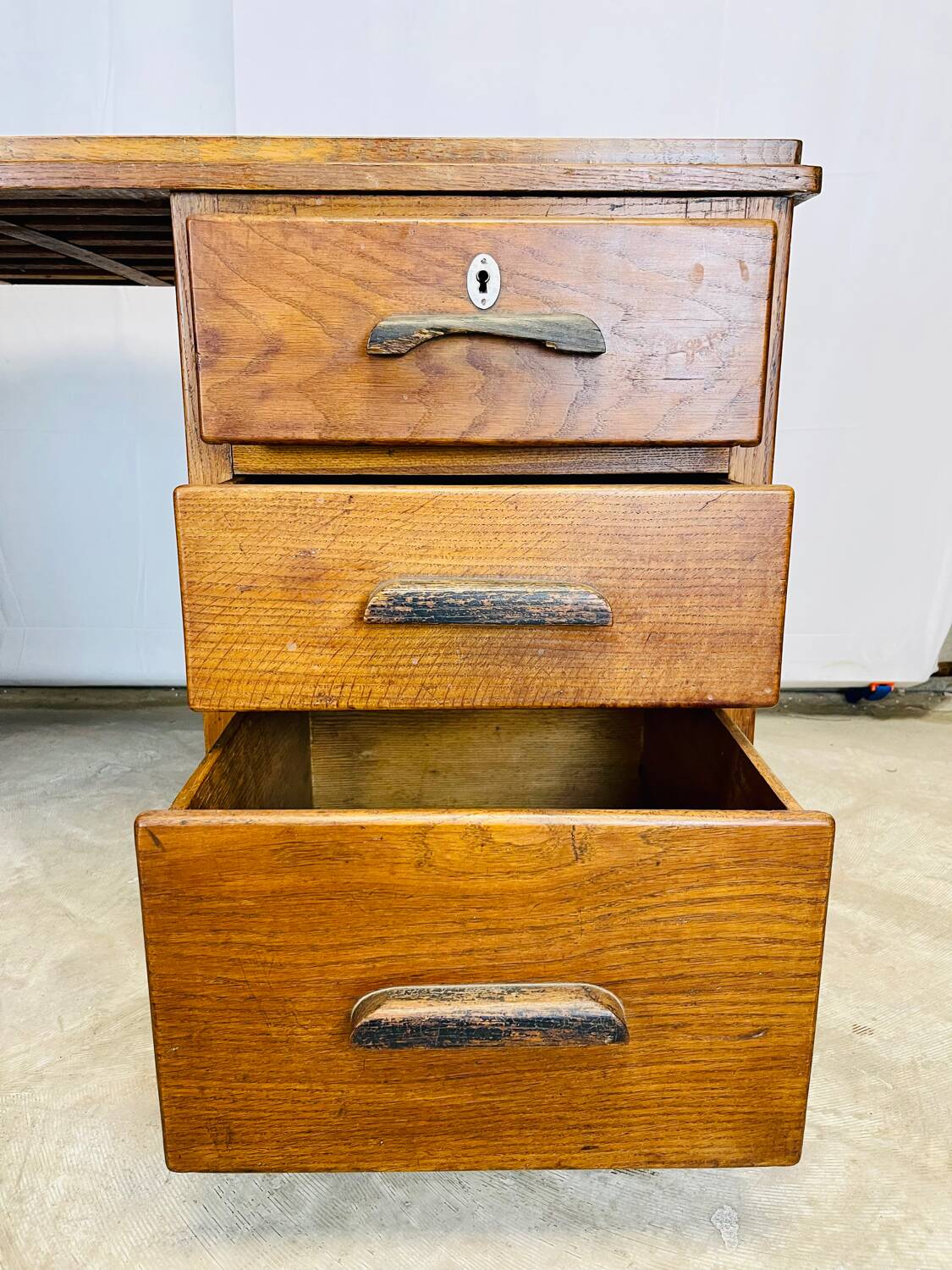 Wooden desk with pedestals