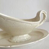 Old sauce boat in Montereau earthenware ironstone