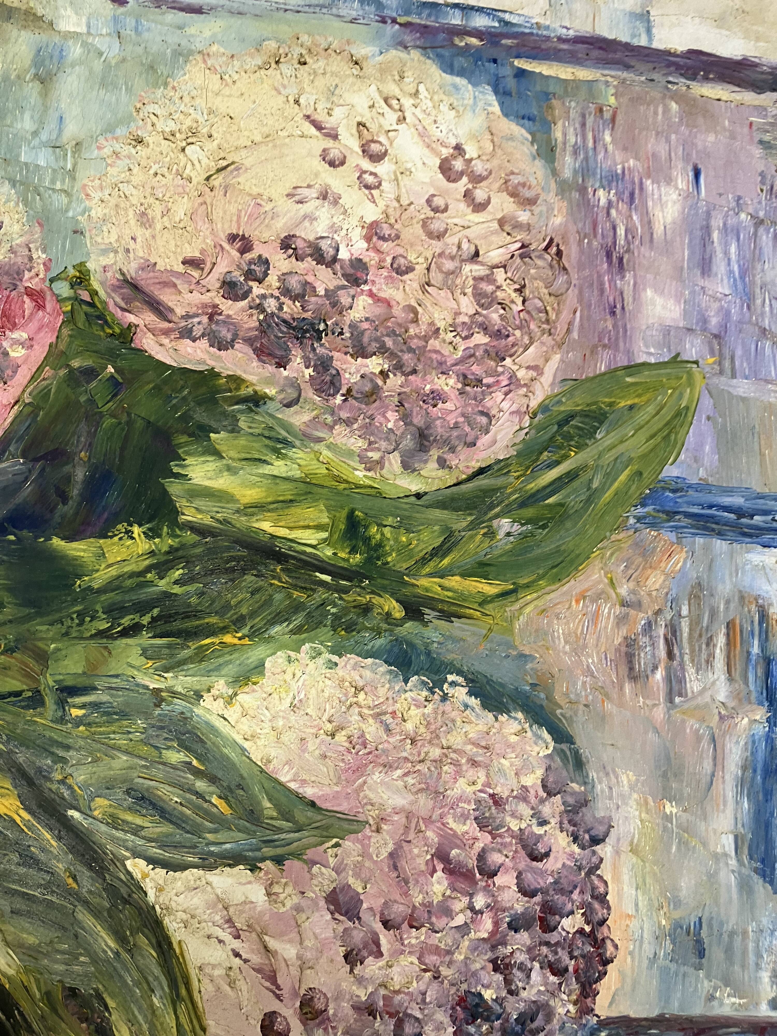 Oil on canvas Still Life with Flowers signed A. Bureau