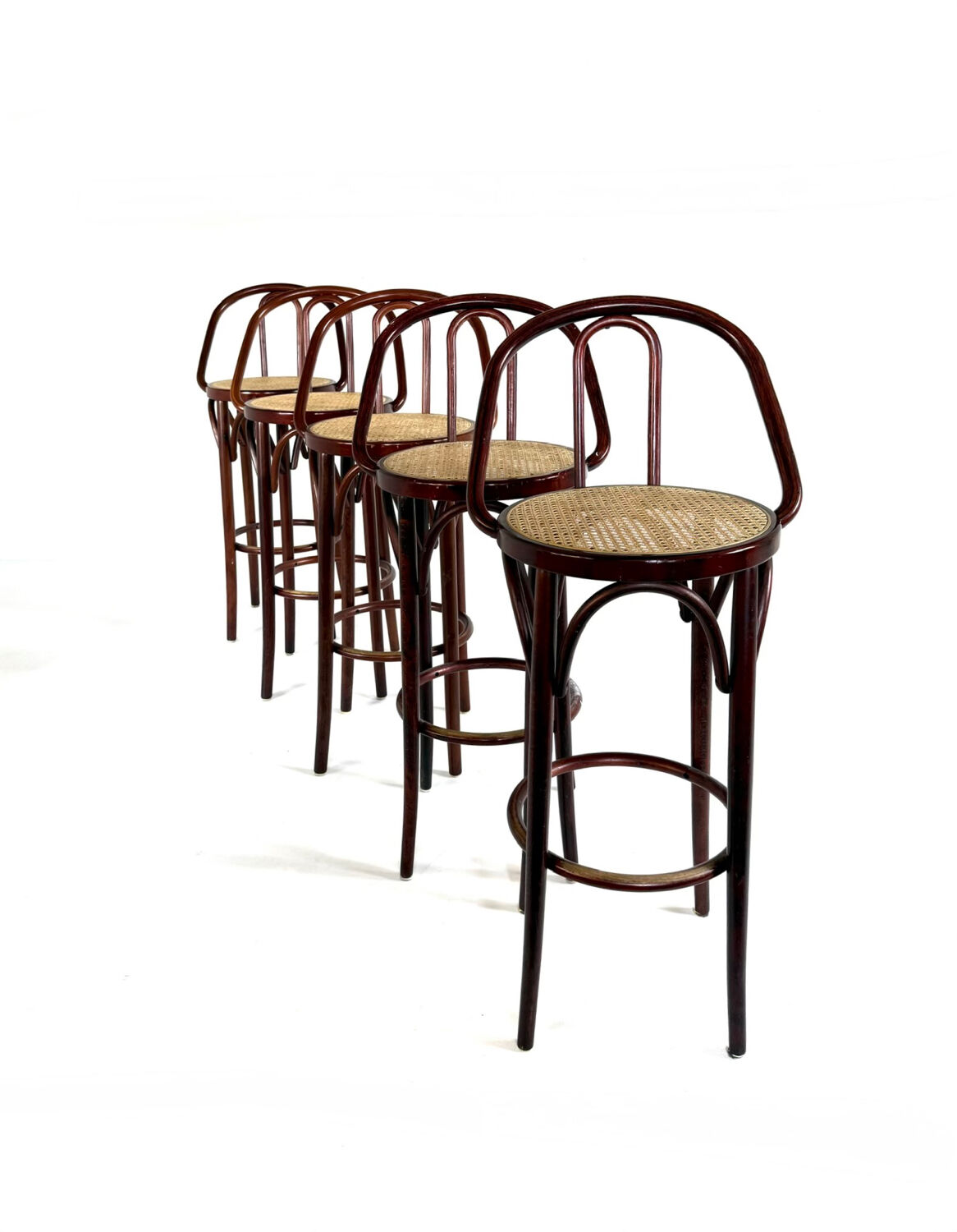 5x vintage rattan barstool, style Thonet ‘60