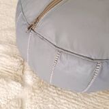 Moroccan pouf in gray leather