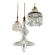Suspension cascade triple Holophanes and vintage pendants
