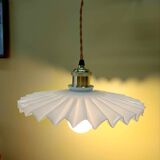 Vintage embossed opaline pendant light