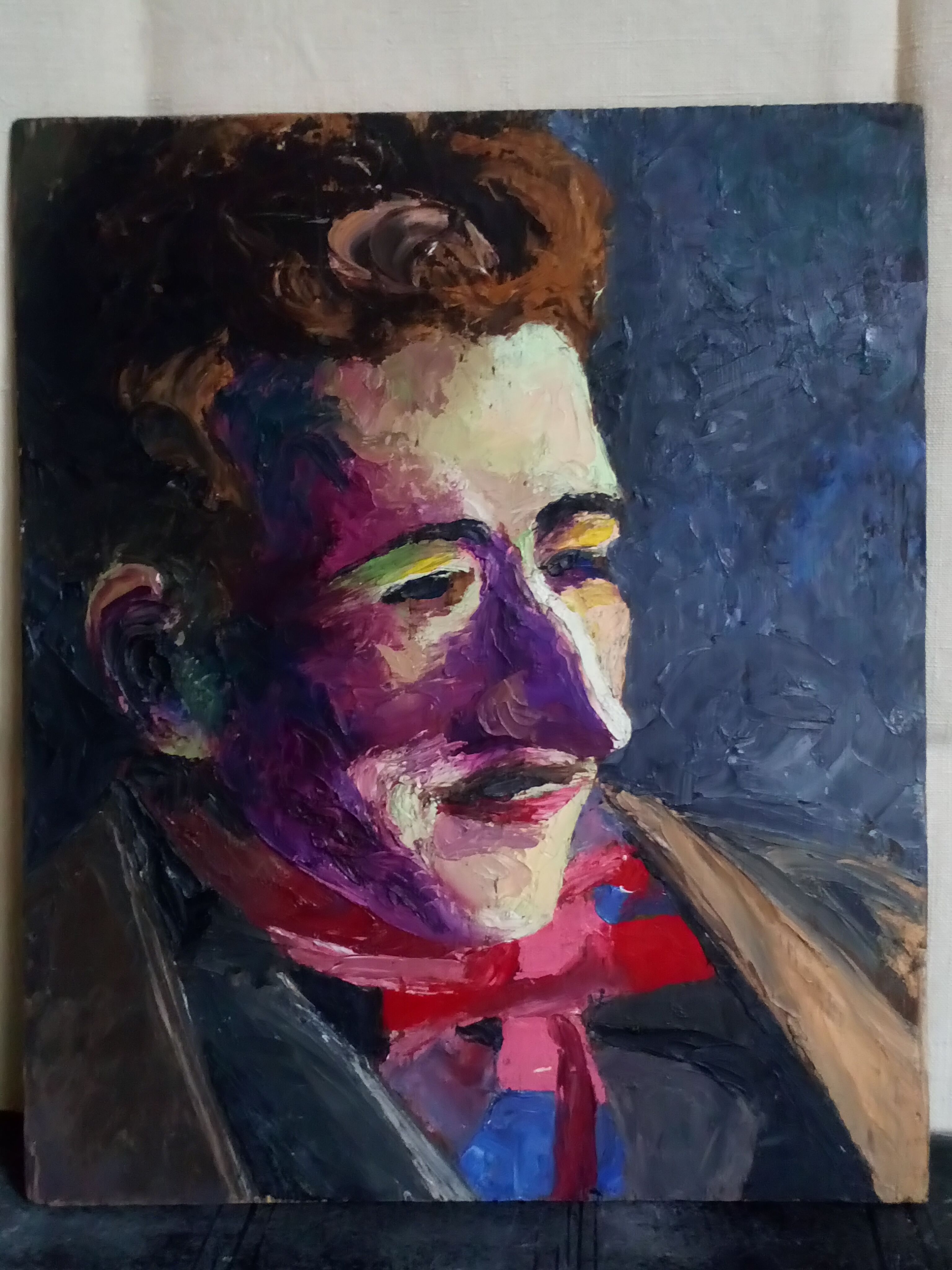 Painting portrait of a Dandy with oil on wood