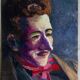 Painting portrait of a Dandy with oil on wood