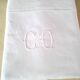 White cotton top sheet monogrammed "CQ" 2 x 3 m
