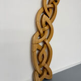 Twisted solid wood sculpture, vintage 1970s design.