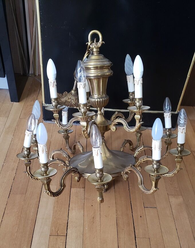 Monumental bronze chandelier