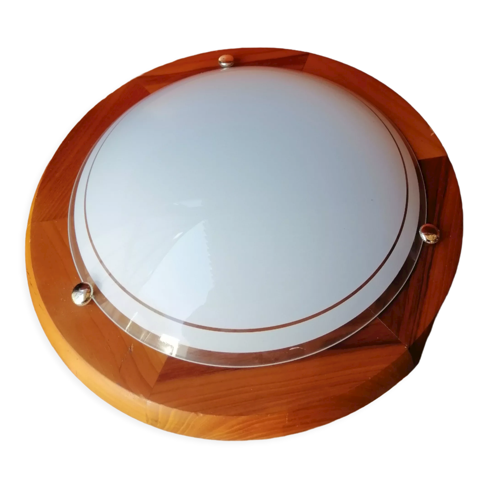 ROUND CEILING LAMP WOOD AND GLASS