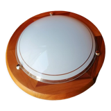ROUND CEILING LAMP WOOD AND GLASS