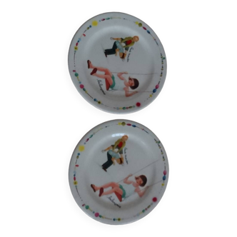 2 small Gien porcelain plates