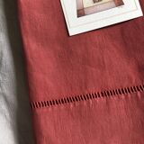 Drap Ancien En Lin Et Coton Rouge Chianti
