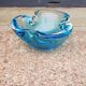 Cendrier en verre de murano de couleur bleue des années 50