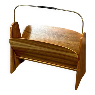 Newspaper rack, walnut with brass, 1960s