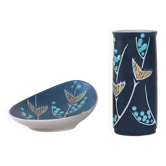 Set of ceramic vase and platter, Danish design, 1970s, designers: N. Backha