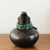 Pitcher in earthenware, metallic black
