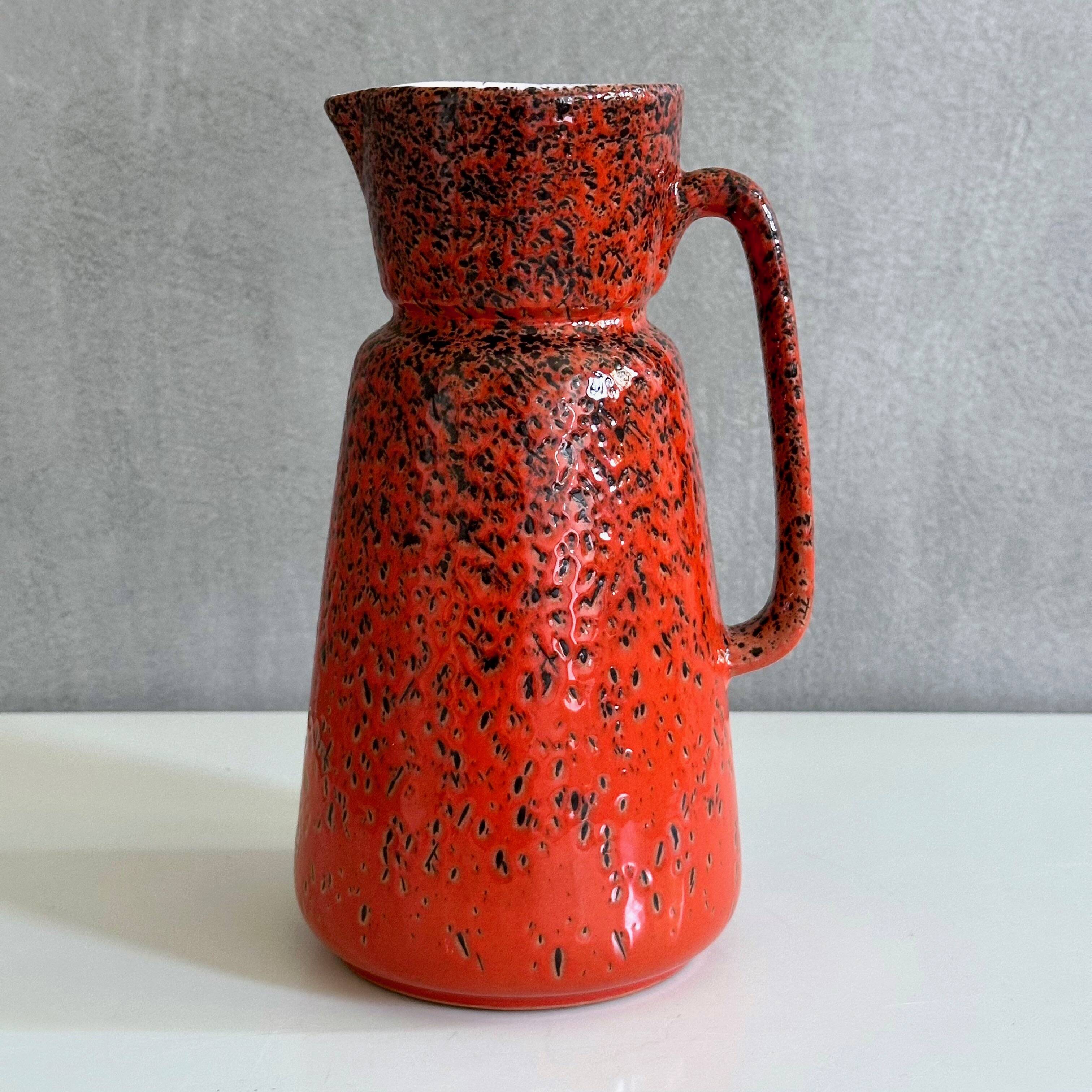 Red vintage vase Wächtersbach ceramics, jug vase, flower vase, ceramic vase