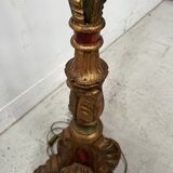 Polychrome carved wooden floor lamp, 20th century.