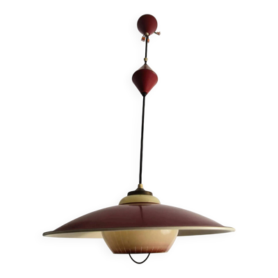 Suspension extensible en métal et opaline, Danemark, 1960.