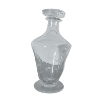 Glass carafe engraved with flowers