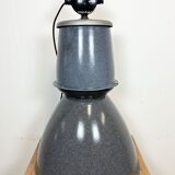 Grey enamel industrial factory lamp from Elektrosvit, 1960s