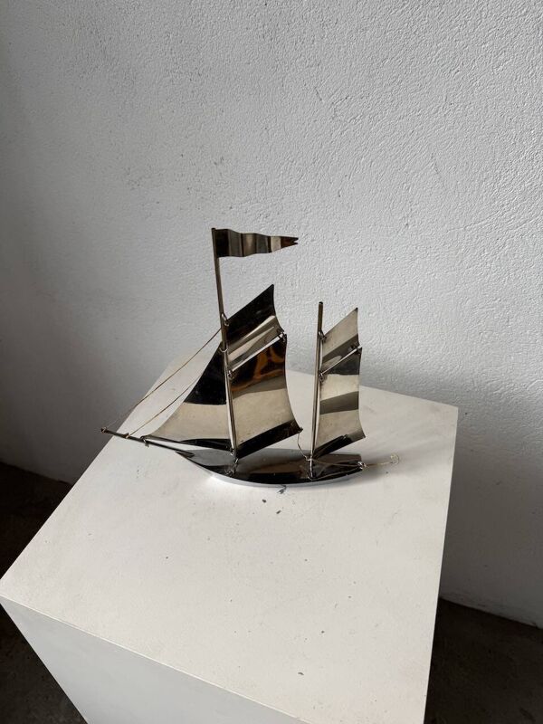 Bateau inox métal années 80