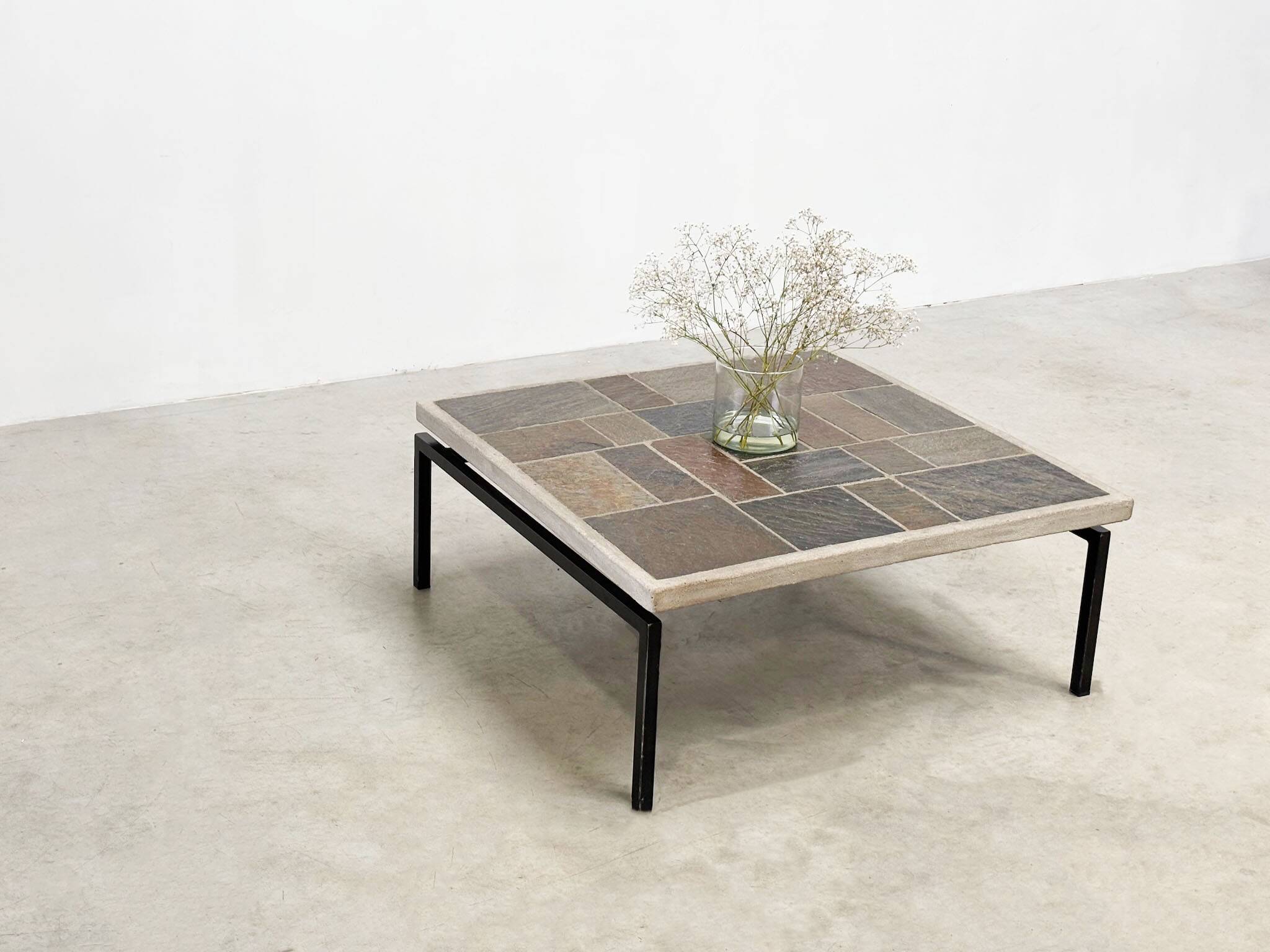 Brutalist square coffee table by Paul Kingma