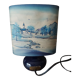 Ceramic lamp, Montclus art workshop, silk lampshade, hand painted