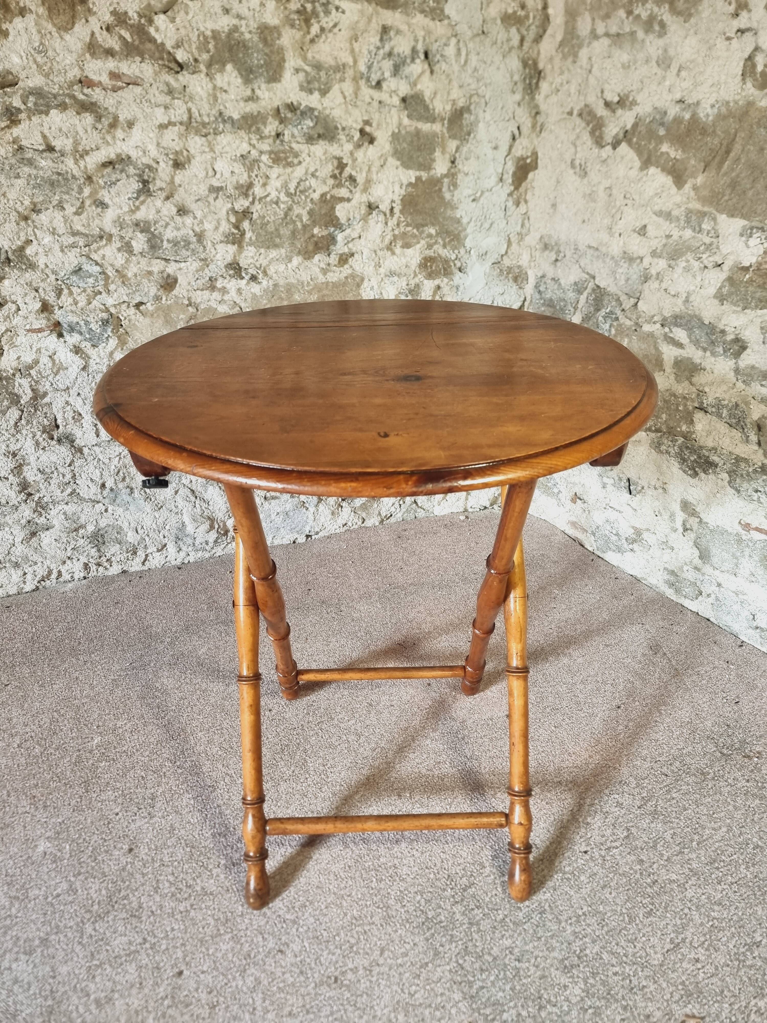 Faux Bamboo Folding Winemaker's Table - 1930s, Pine and Beech