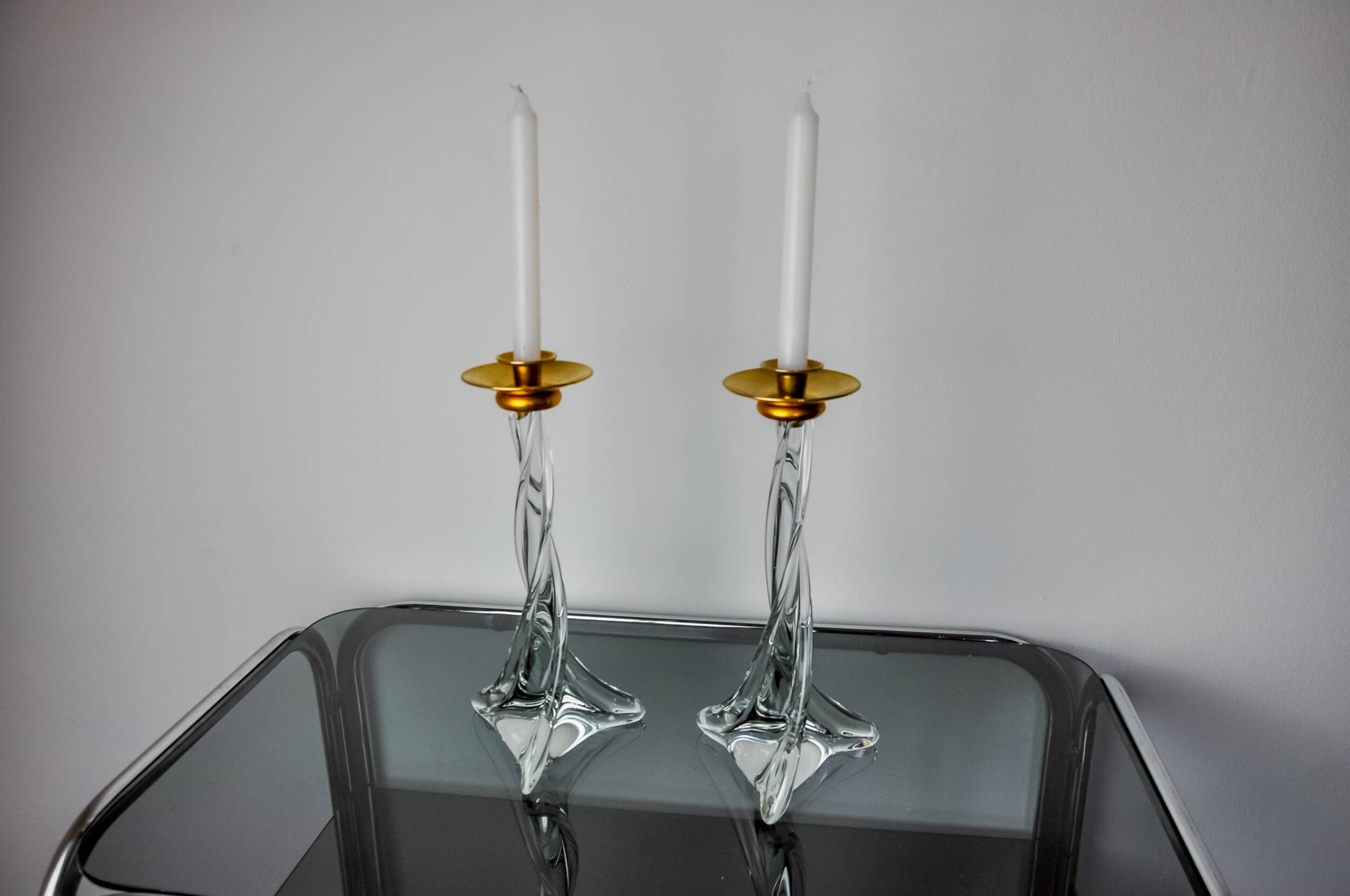 Pair of twisted Murano glass candlesticks, Italy, 1970