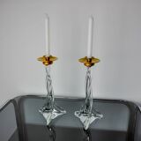 Pair of twisted Murano glass candlesticks, Italy, 1970