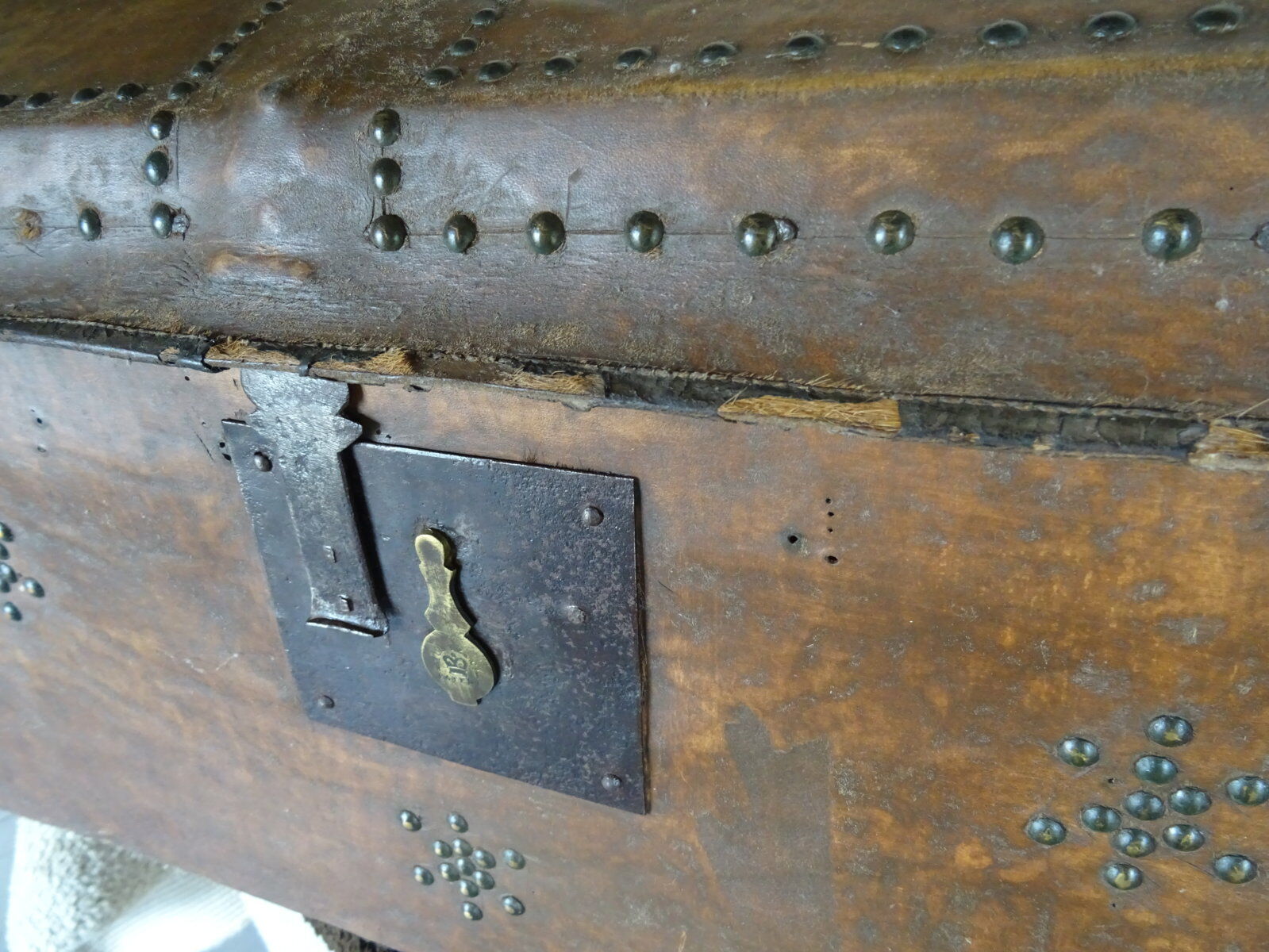 19th-century leather trunk