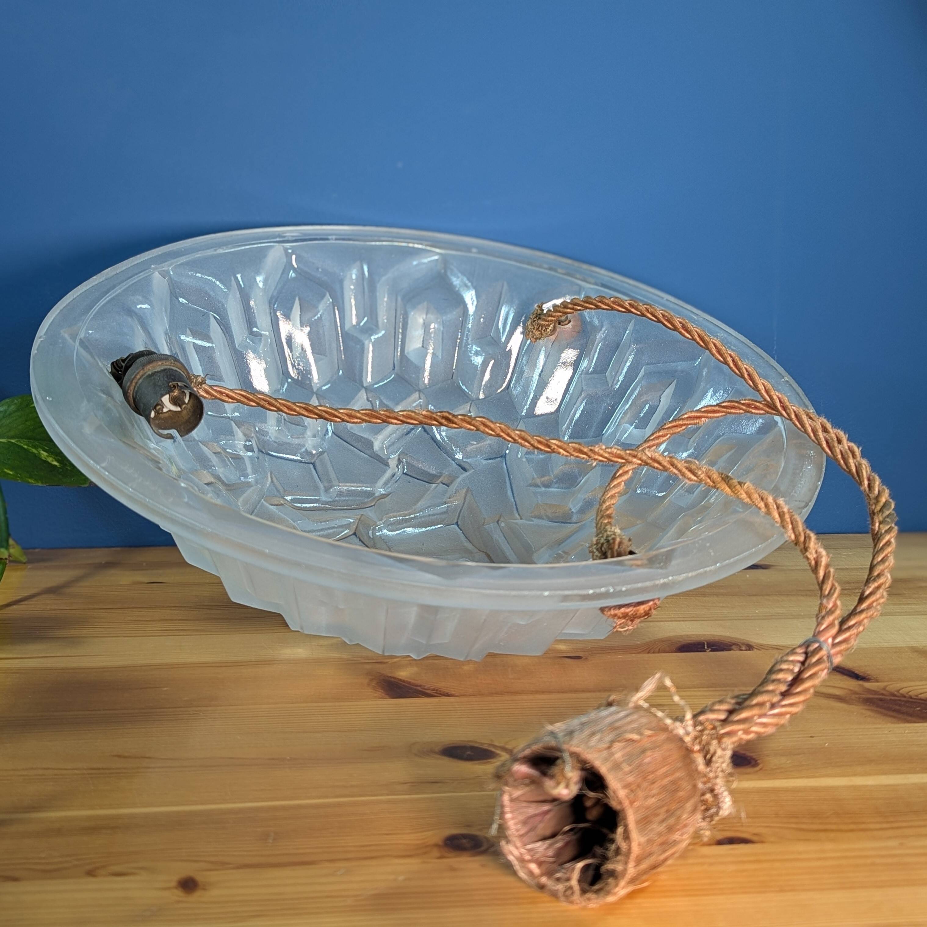 Old Degué Compiegne Chandelier Art Deco suspension white glass paste Numbered