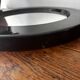 Vintage round mirror from the 70s, smoked brown plastic