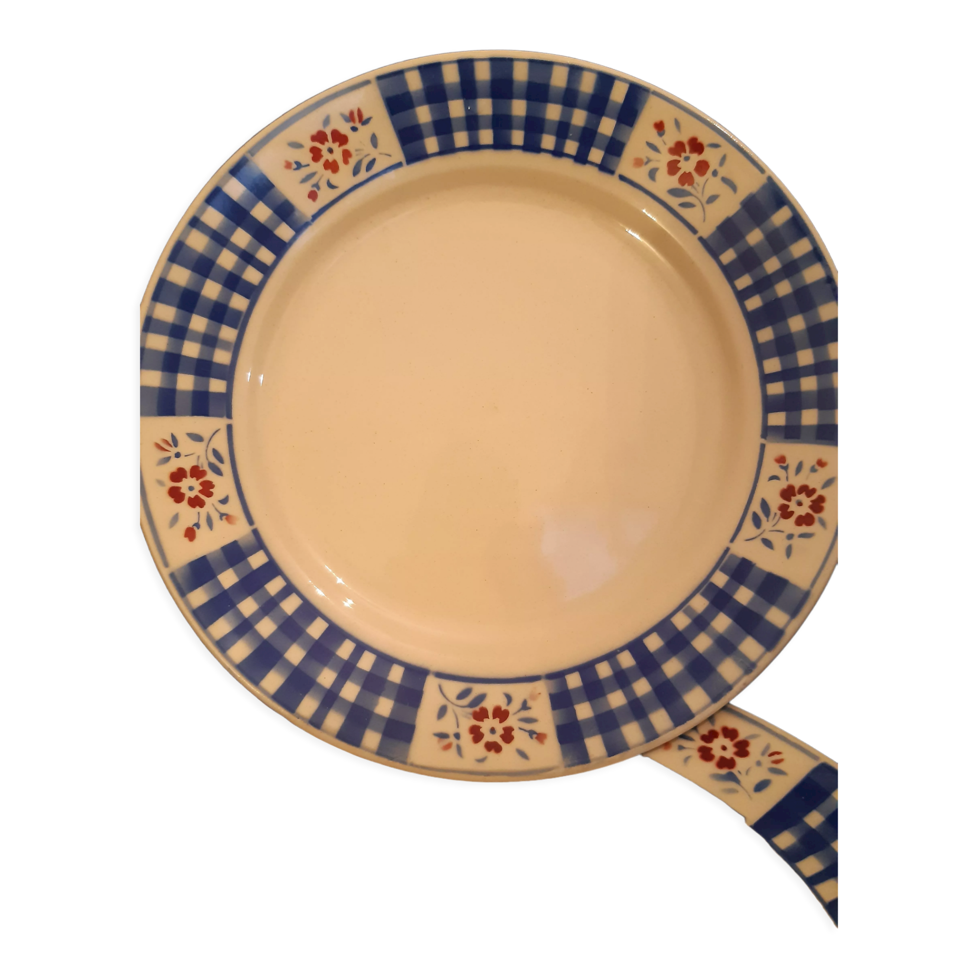 Set of 6 plates K&G LUNÉVILLE white and blue gingham